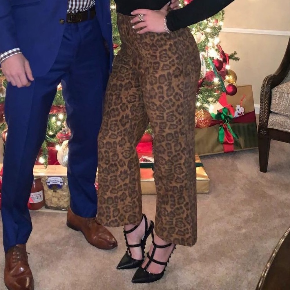 Wide leg leopard corduroy
